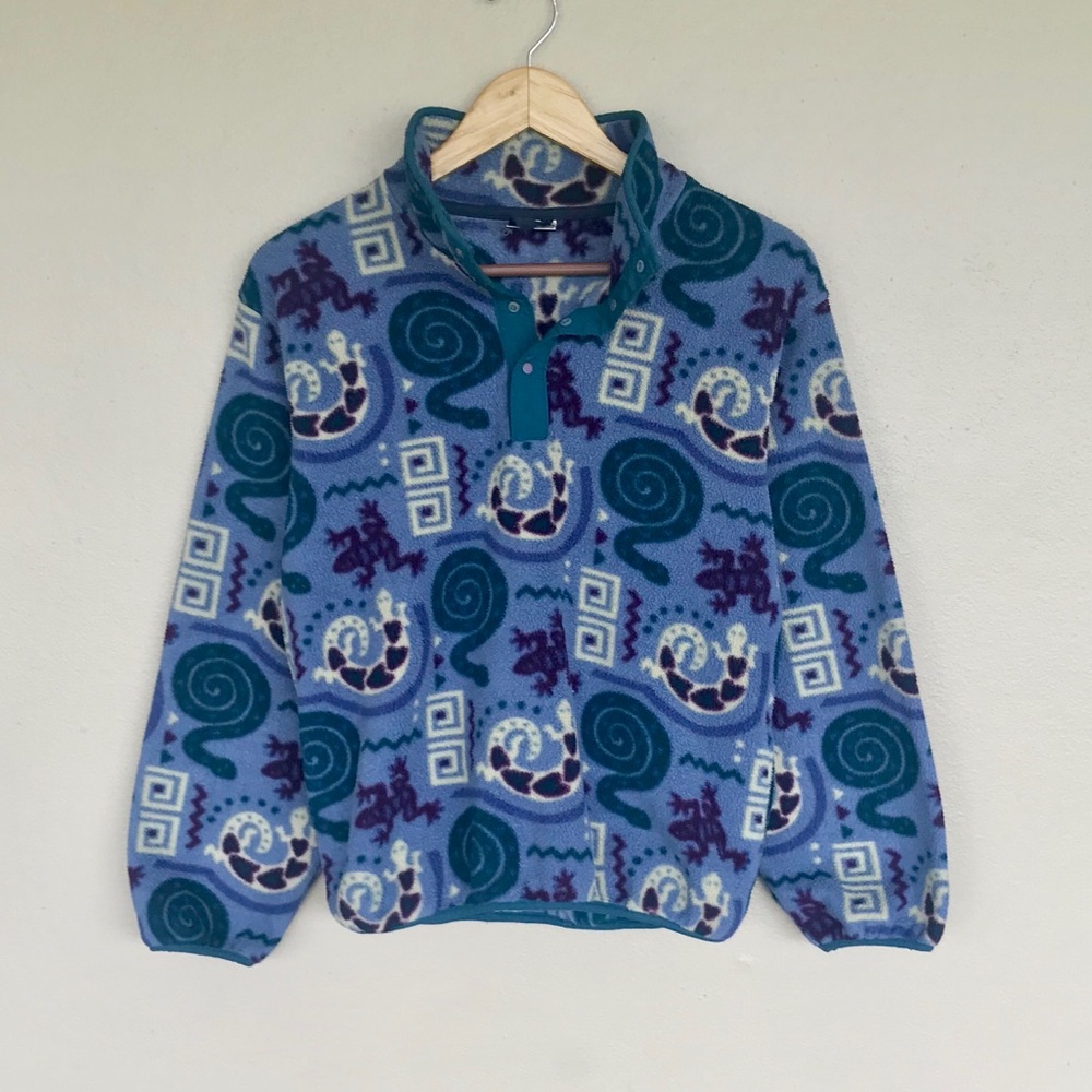 Vintage 90s fleece snap pullover jacket 1/2 button